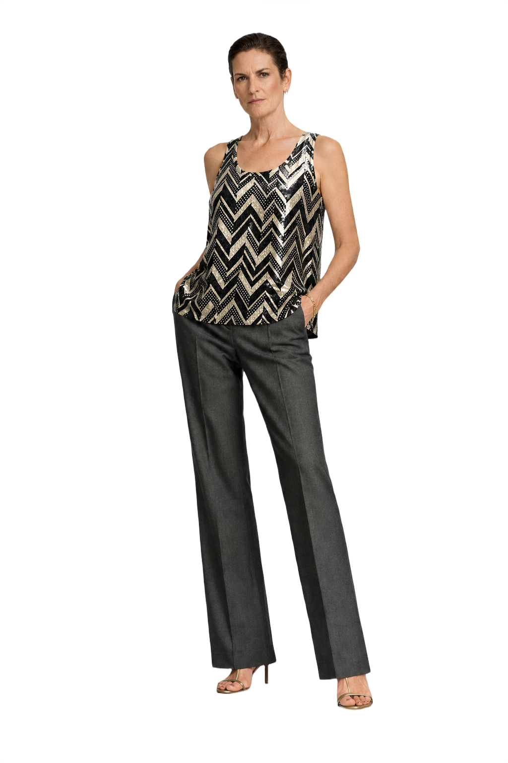 1990s Black Silk-Like Tank Top - Model