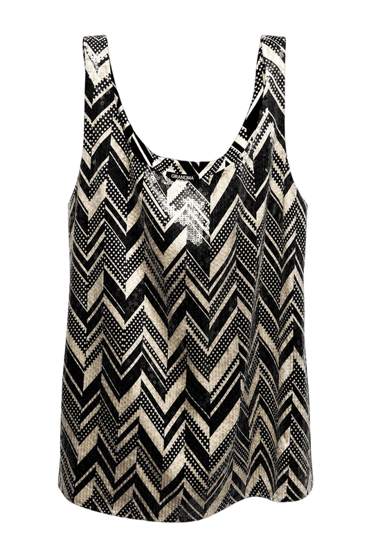 1990s Black Silk-Like Tank Top - Front View