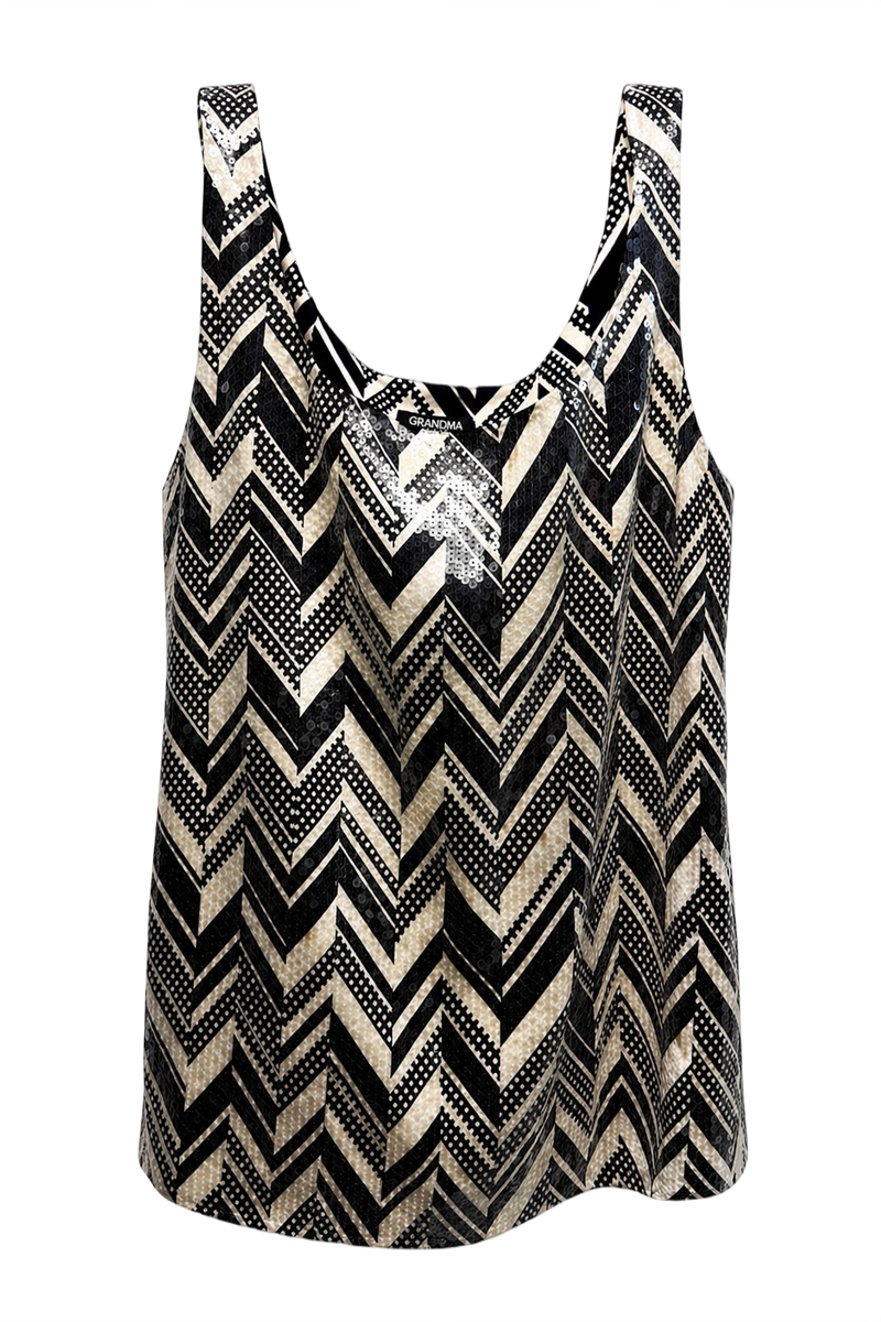 1990s Black Silk-Like Tank Top - Front View