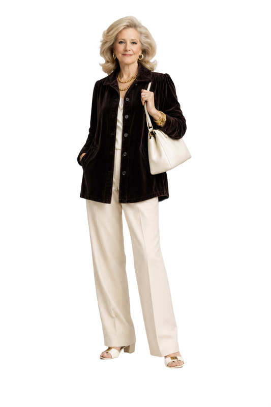 1970s Dark Brown Velvet Jacket - Model
