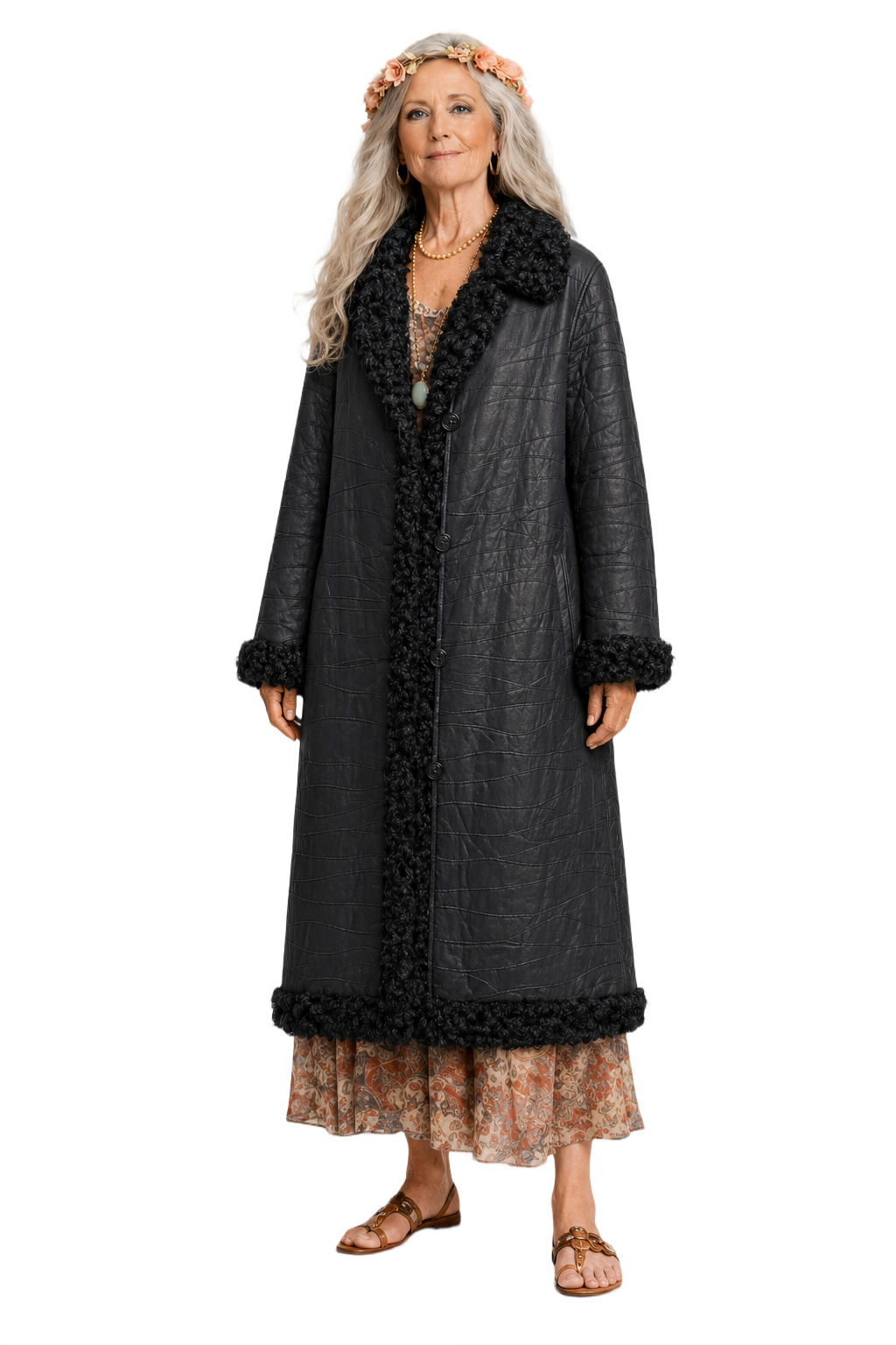 1980s Black Nylon Coat - Model