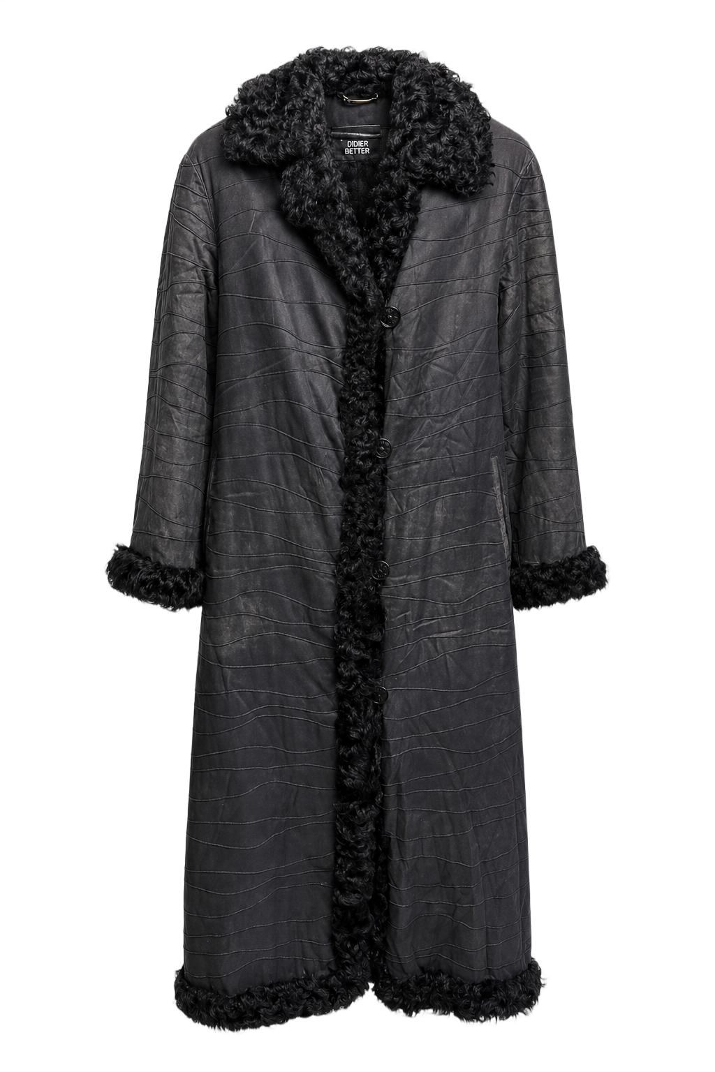 1980s Black Nylon Coat - Front View