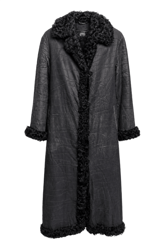 1980s Black Nylon Coat - Front View