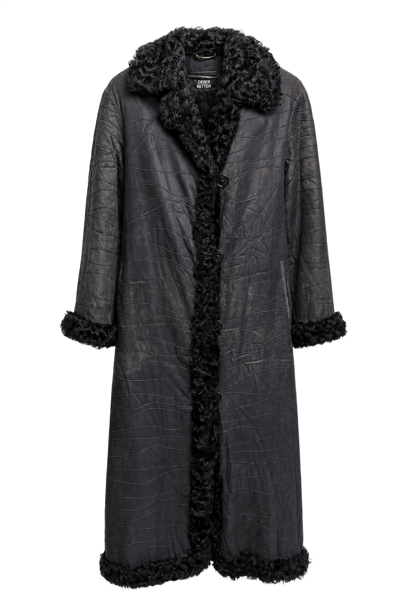 1980s Black Nylon Coat - Front View