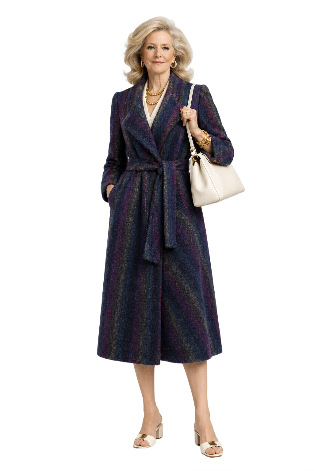 1970s Navy Blue Wool Coat - Model