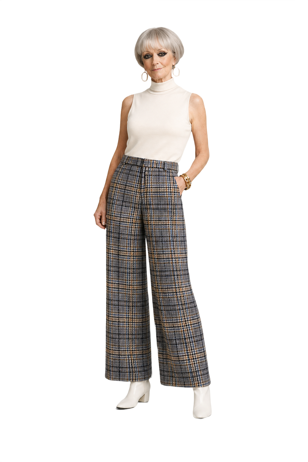 1960s Navy Blue Wool Blend Trousers - Model