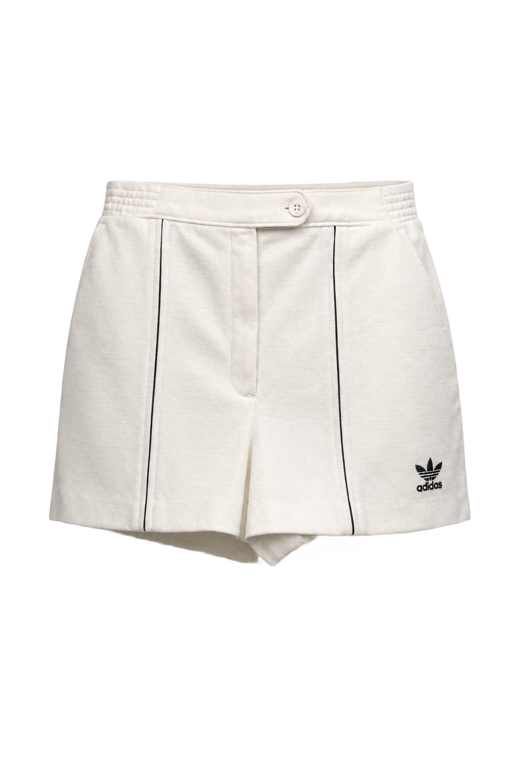 1980s Ivory White Cotton Blend Shorts - Front View