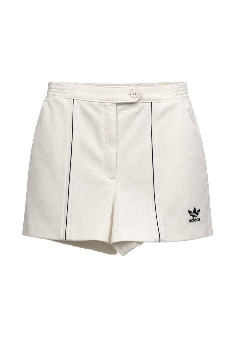 1980s Ivory White Cotton Blend Shorts - Front View