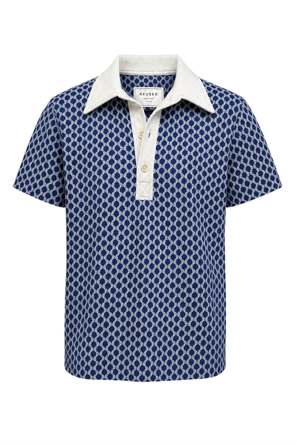 1960s Blue Polyester Blend Shirt - Front View