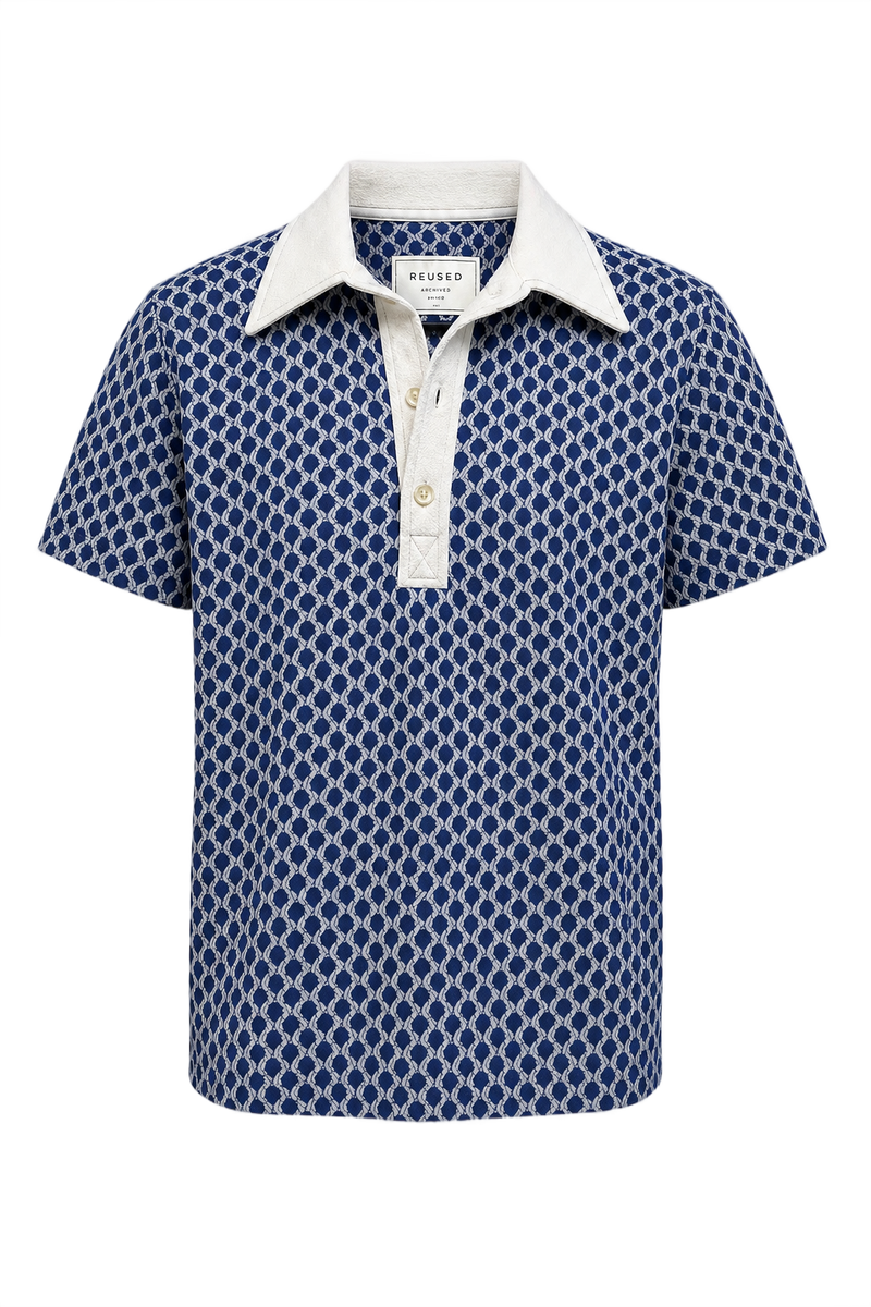 1960s Blue Polyester Blend Shirt - Front View