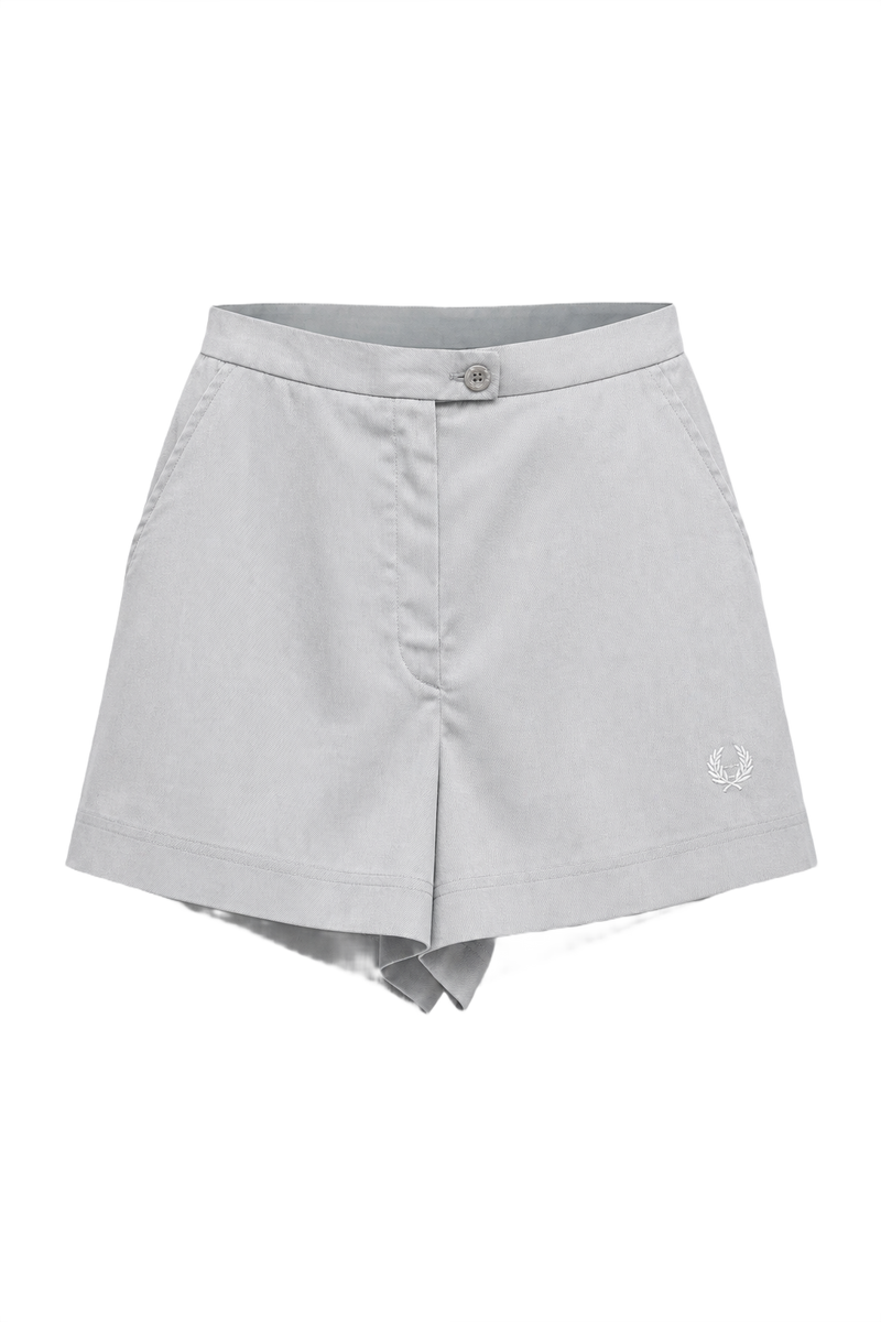 1980s Light Gray Cotton Blend Shorts - Front View