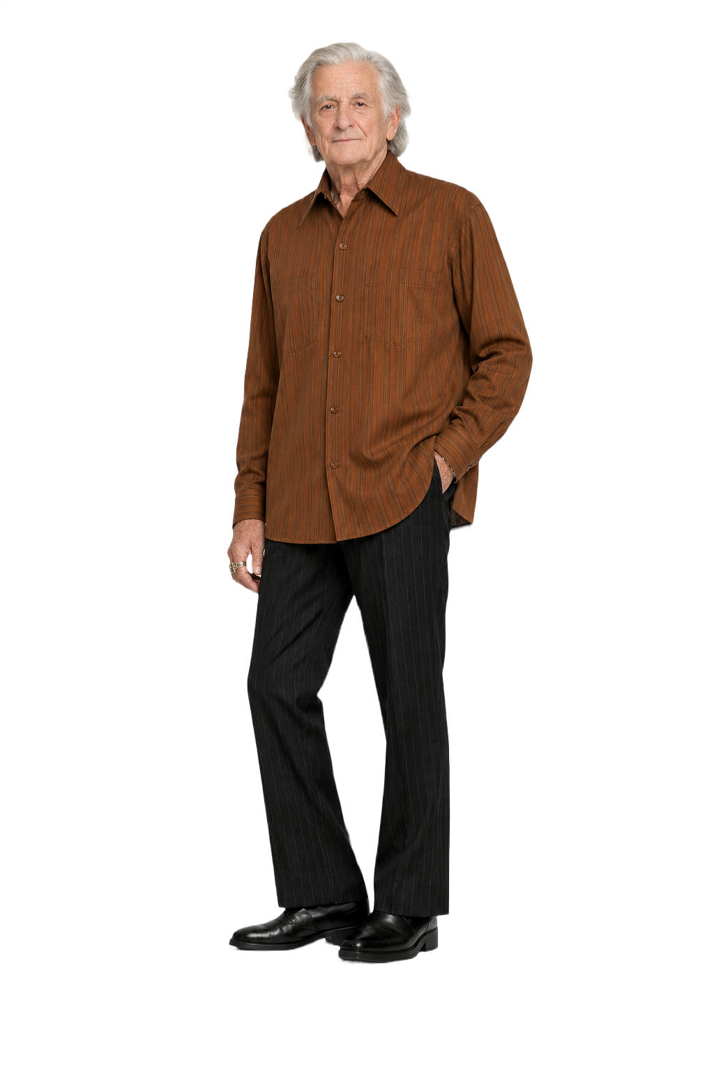 1970s Brown Cotton Shirt - Model