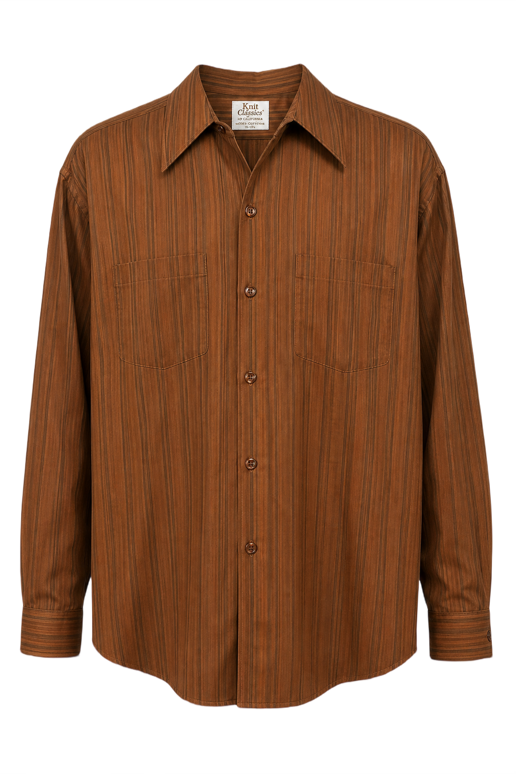 1970s Brown Cotton Shirt - Front View