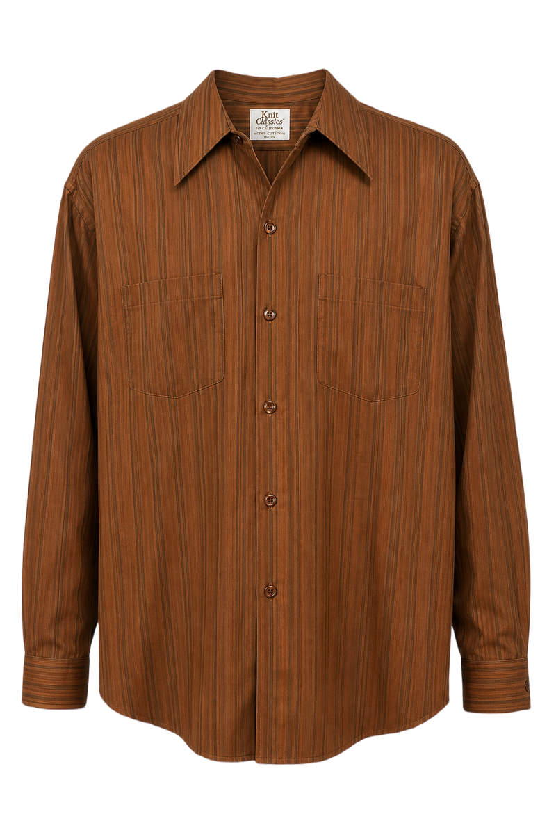 1970s Brown Cotton Shirt - Front View