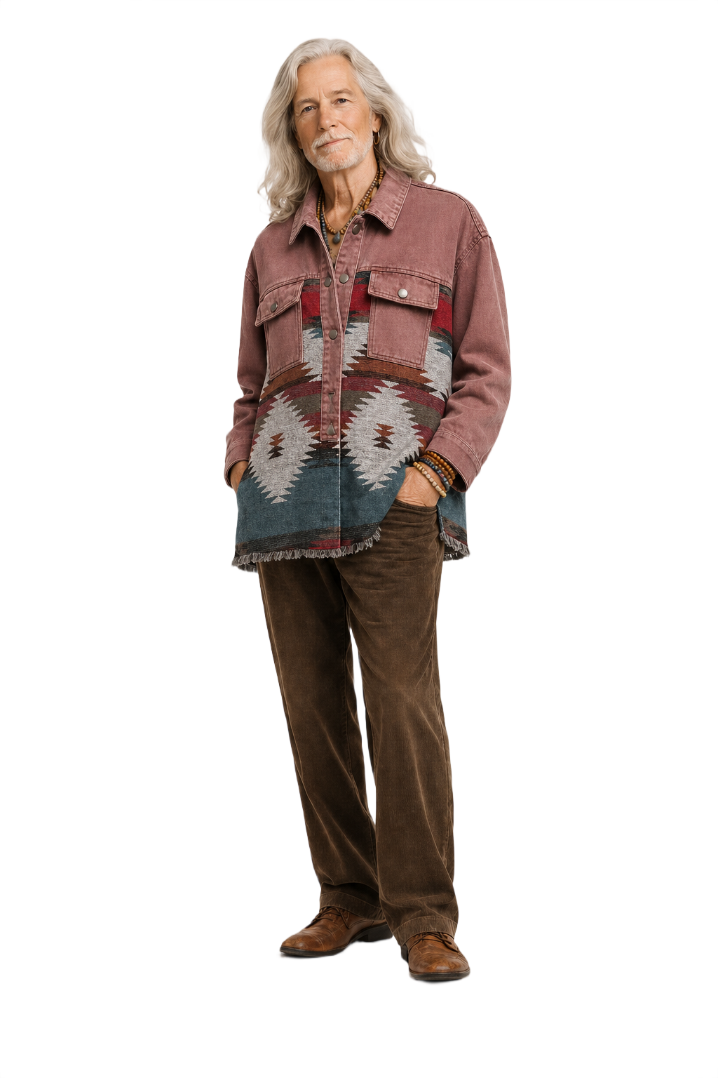 1970s Dusty Rose Pink Denim Jacket - Model