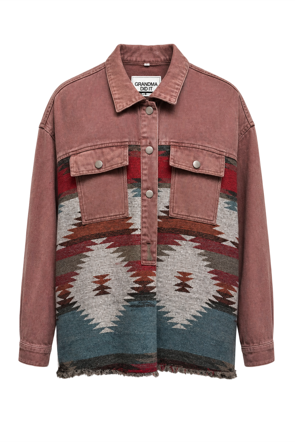 1970s Dusty Rose Pink Denim Jacket - Front View
