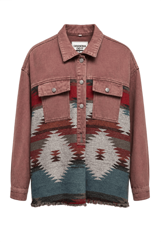 1970s Dusty Rose Pink Denim Jacket - Front View