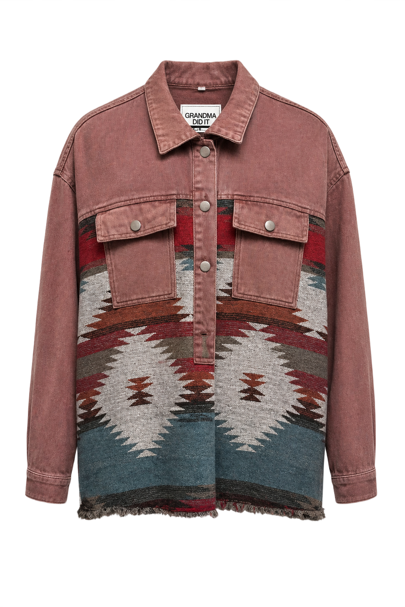 1970s Dusty Rose Pink Denim Jacket - Front View