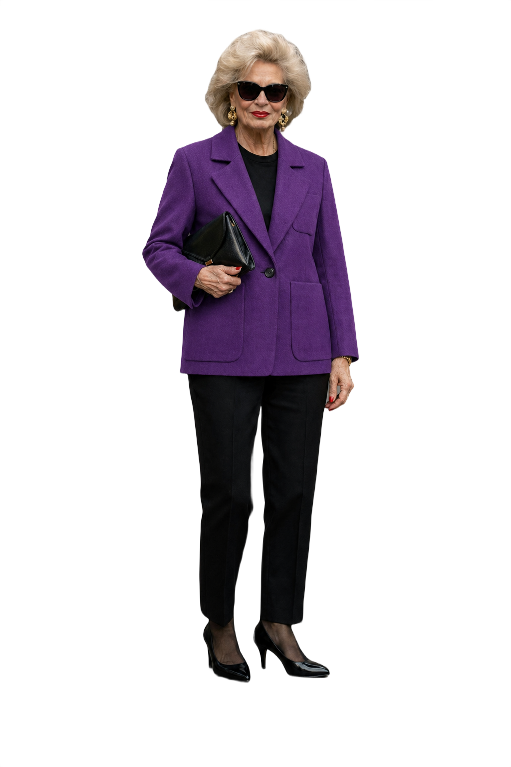1980s Purple Wool Blazer - Model