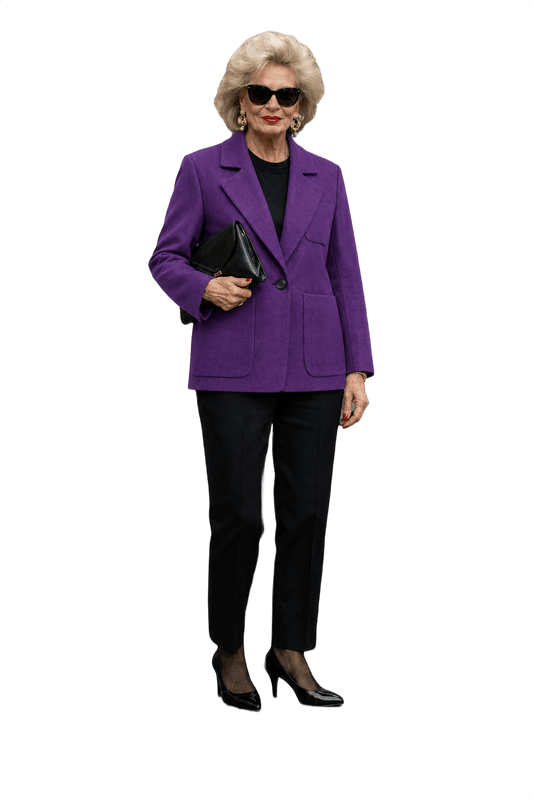 1980s Purple Wool Blazer - Model