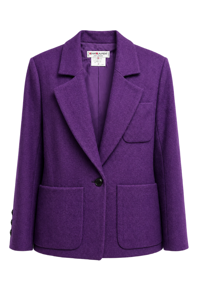 1980s Purple Wool Blazer - Front View
