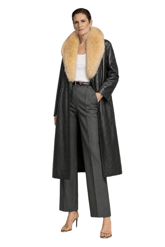 1990s Black Leather Coat - Model