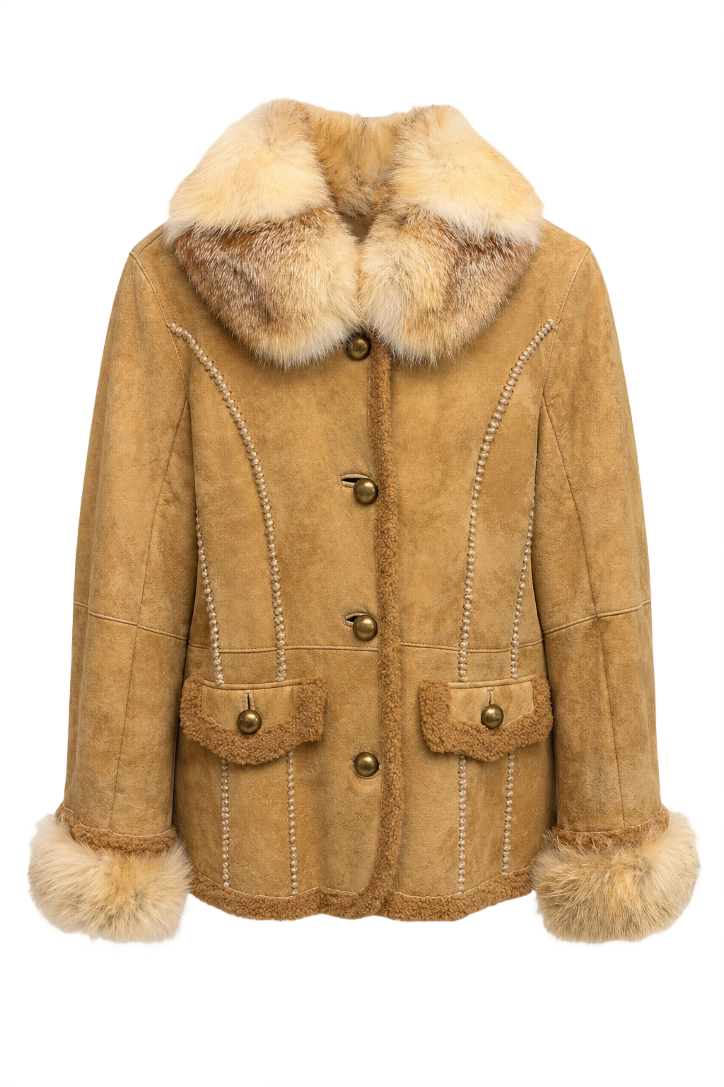 1990s Tan Suede Jacket - Front View