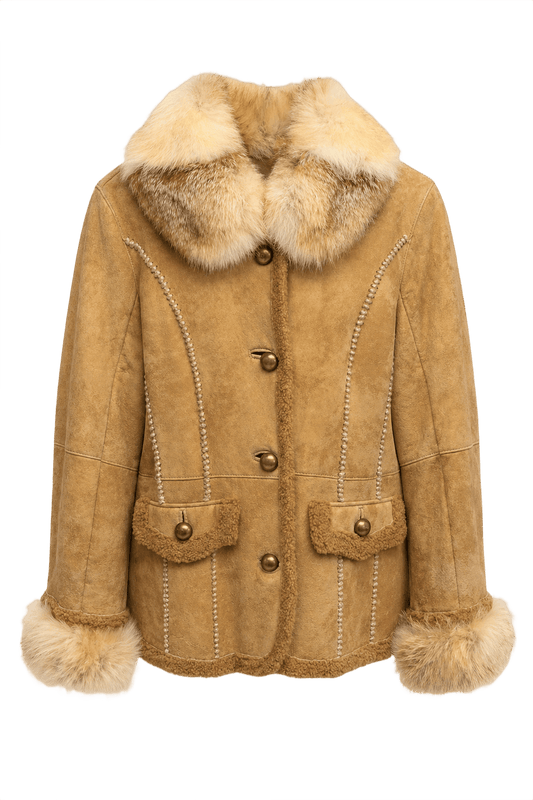 1990s Tan Suede Jacket - Front View
