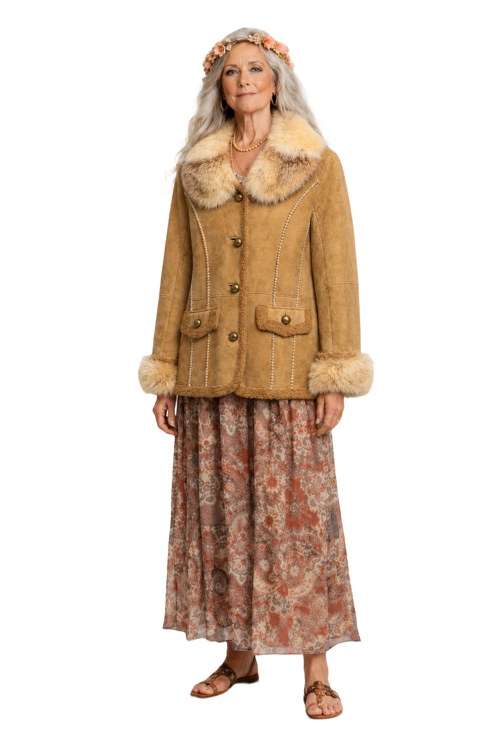 1990s Tan Suede Jacket - Model