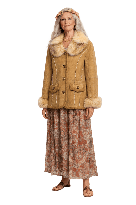 1990s Tan Suede Jacket - Model