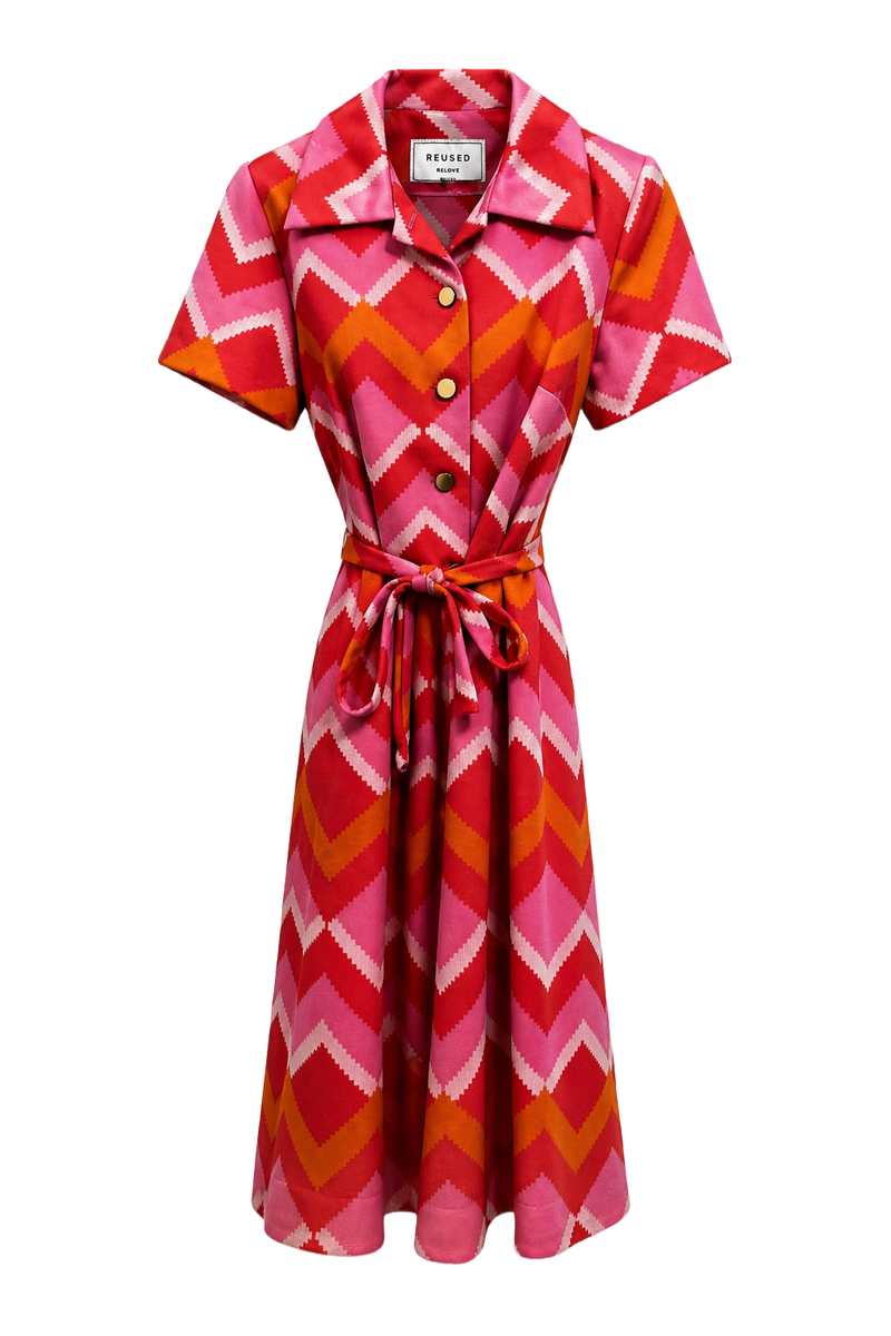 1960s Pink Polyester Dress - Front View
