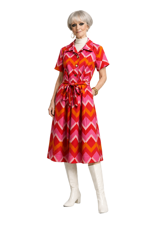 1960s Pink Polyester Dress - Model