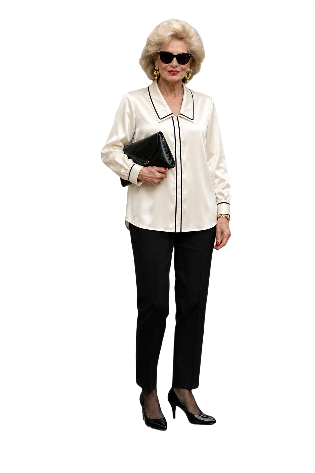 1980s Cream Silk-like Blouse - Model