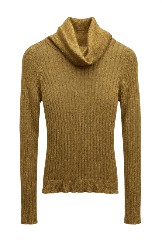 1990s Gold Polyester Sweater - Front View