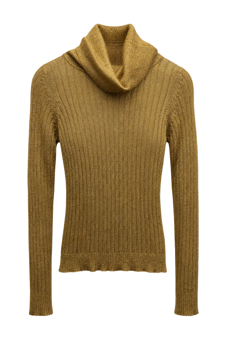 1990s Gold Polyester Sweater - Front View