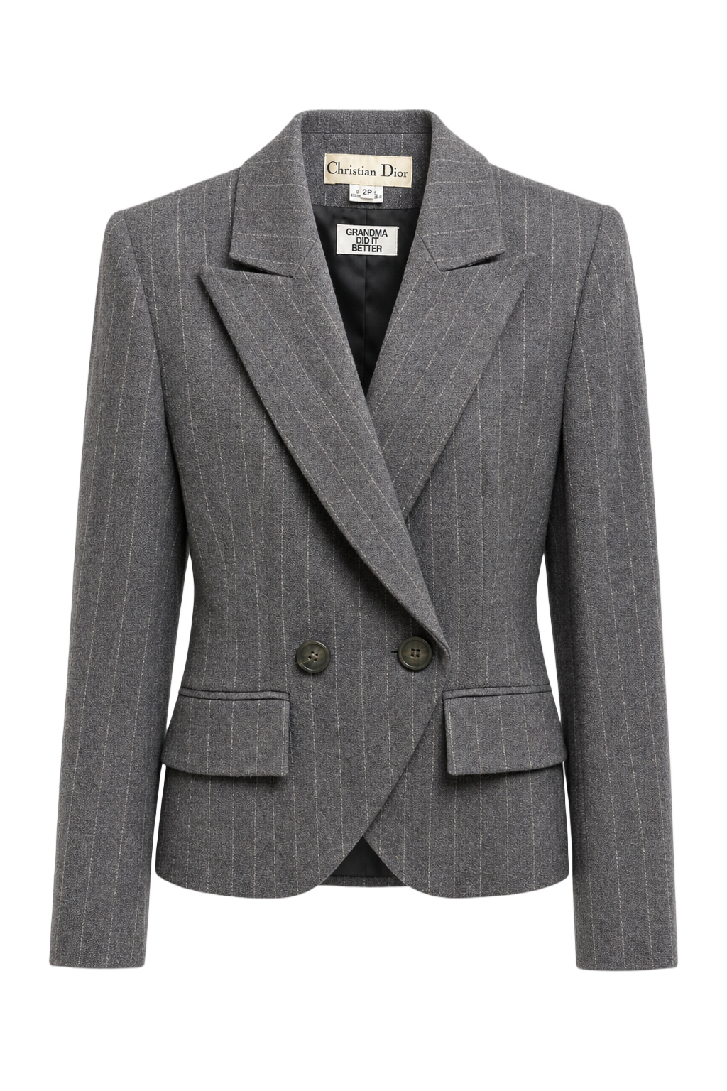 1980s Grey Wool Blazer - Front View