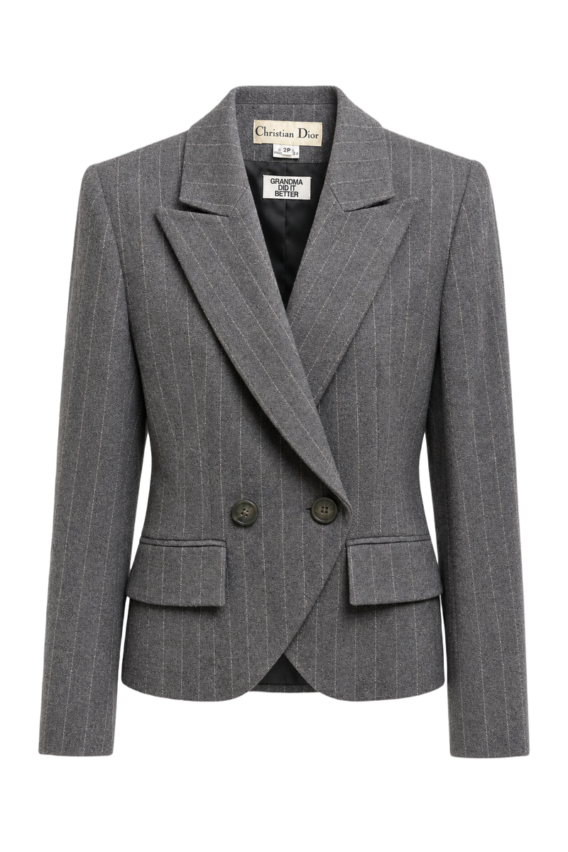 1980s Grey Wool Blazer - Front View