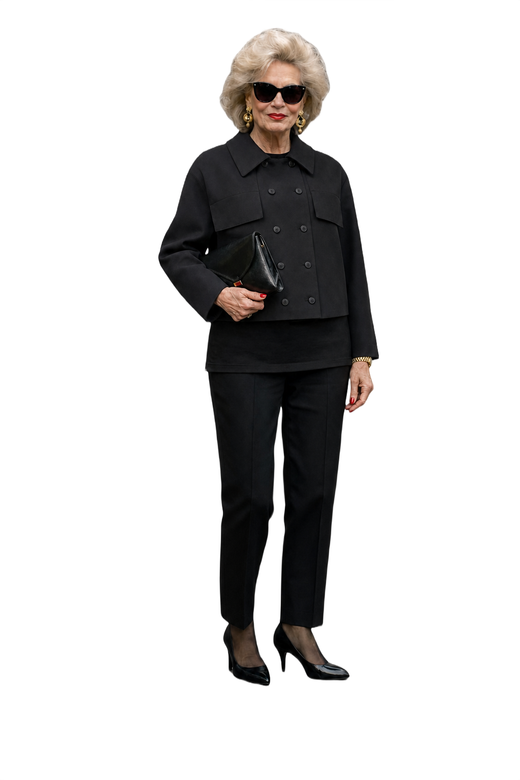 1980s Black Polyester Jacket - Model