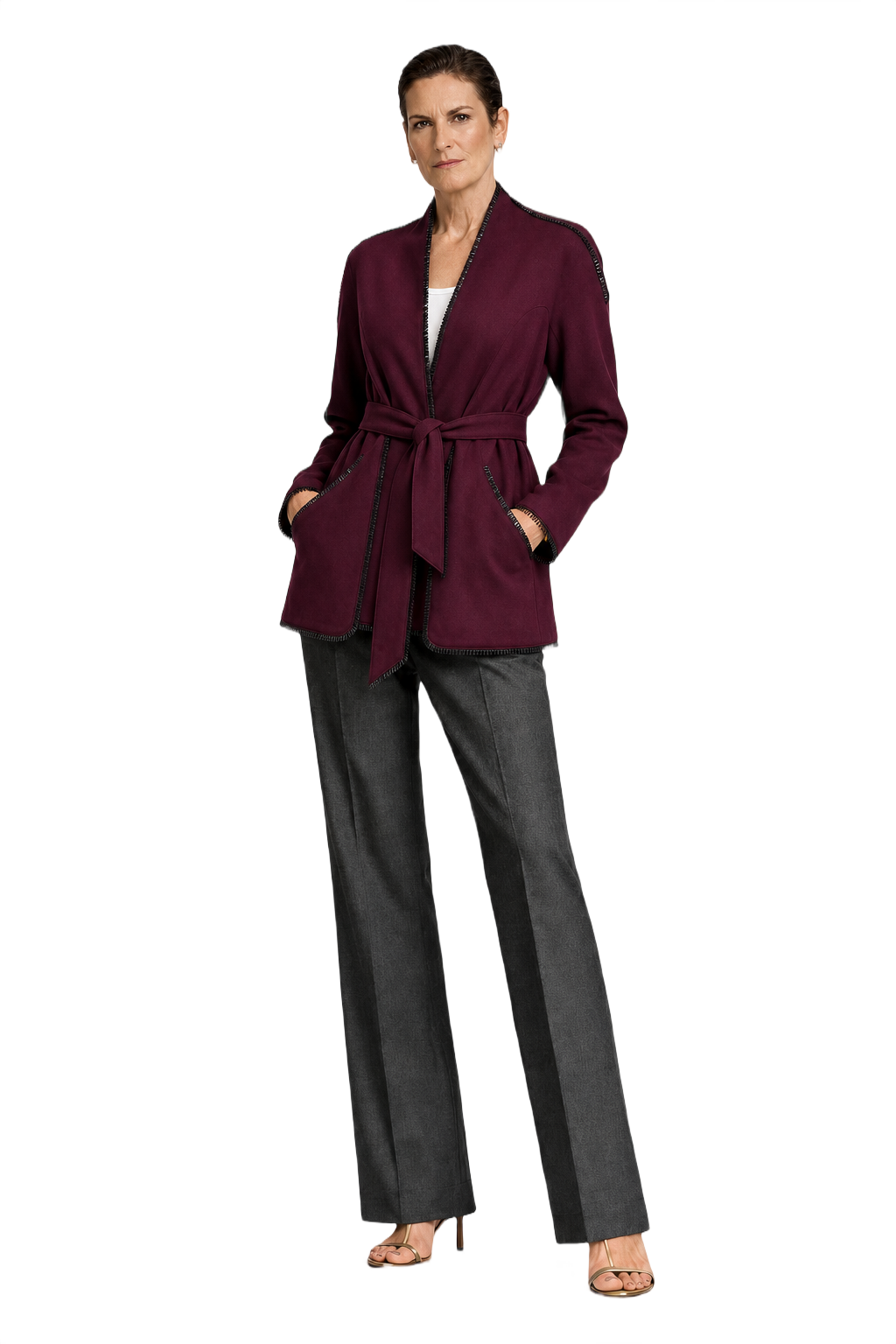 1990s Deep Burgundy Polyester Jacket - Model
