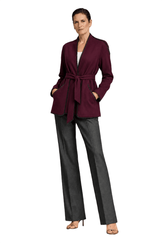 1990s Deep Burgundy Polyester Jacket - Model