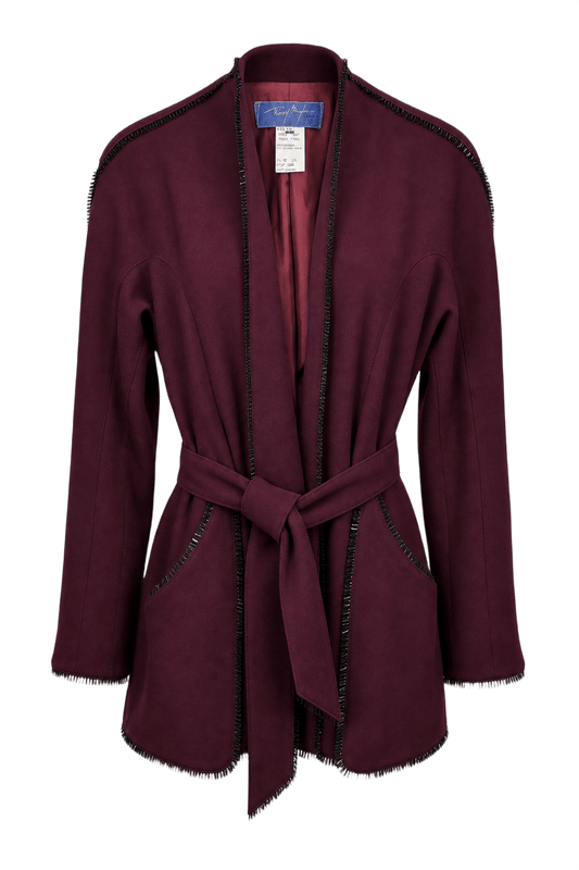 1990s Deep Burgundy Polyester Jacket - Front View