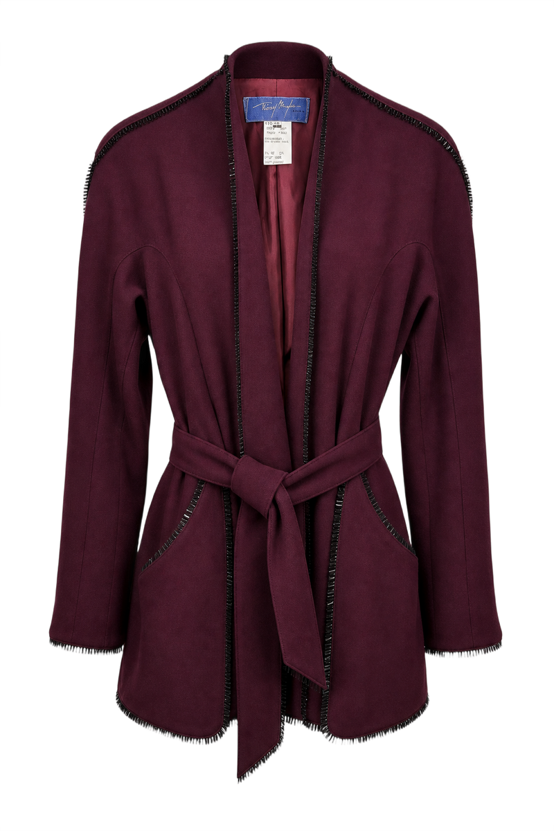 1990s Deep Burgundy Polyester Jacket - Front View