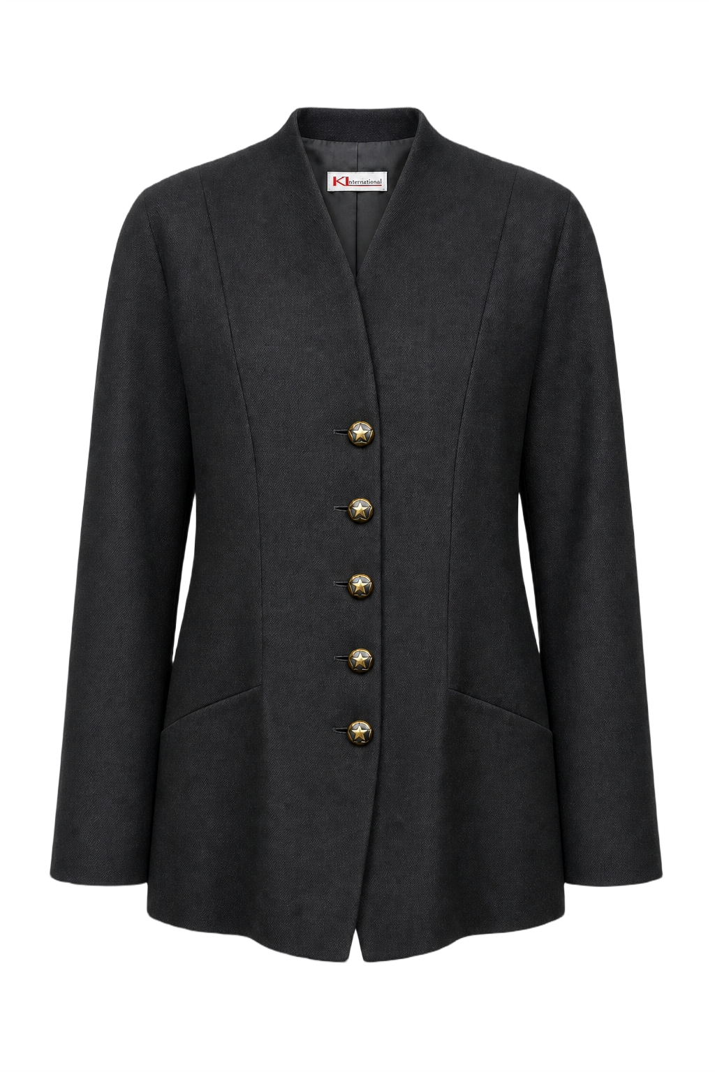 1990s Dark Grey Wool Blend Blazer - Front View