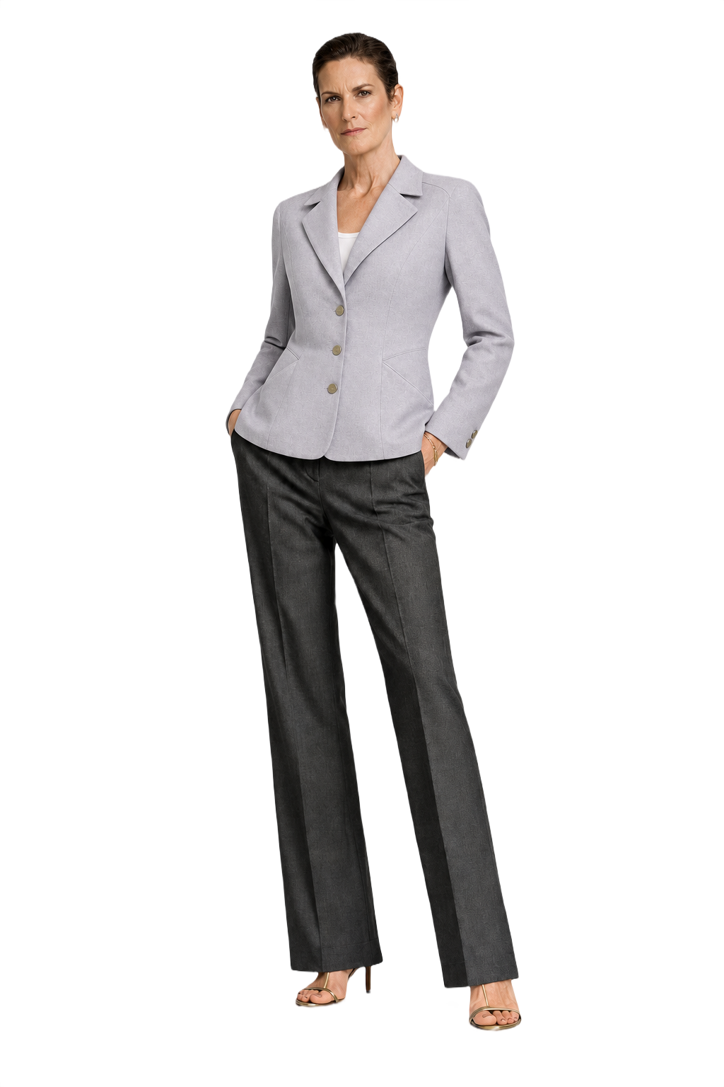 1990s Lavender Gray Polyester Blazer - Model