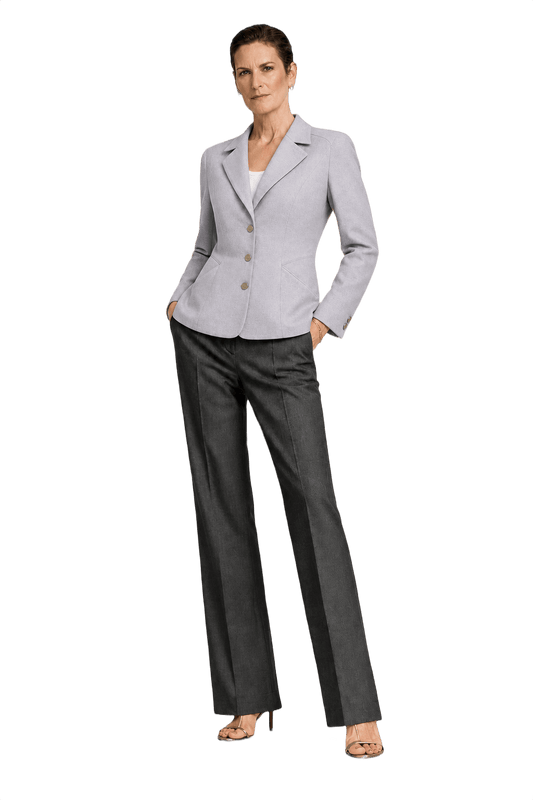 1990s Lavender Gray Polyester Blazer - Model