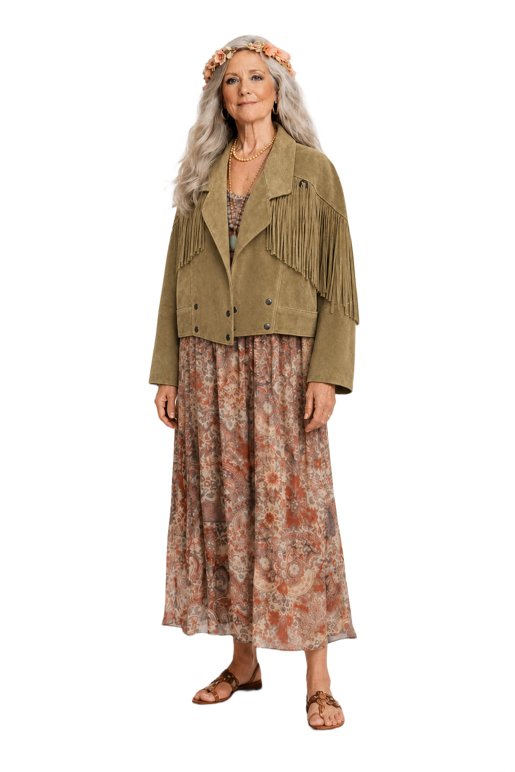 1970s Tan Suede Jacket - Model
