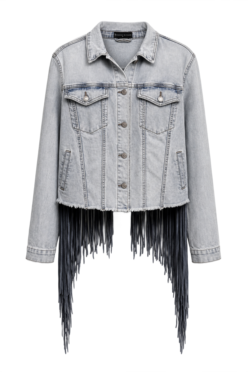 1990s Light Denim Blue Denim Jacket - Front View
