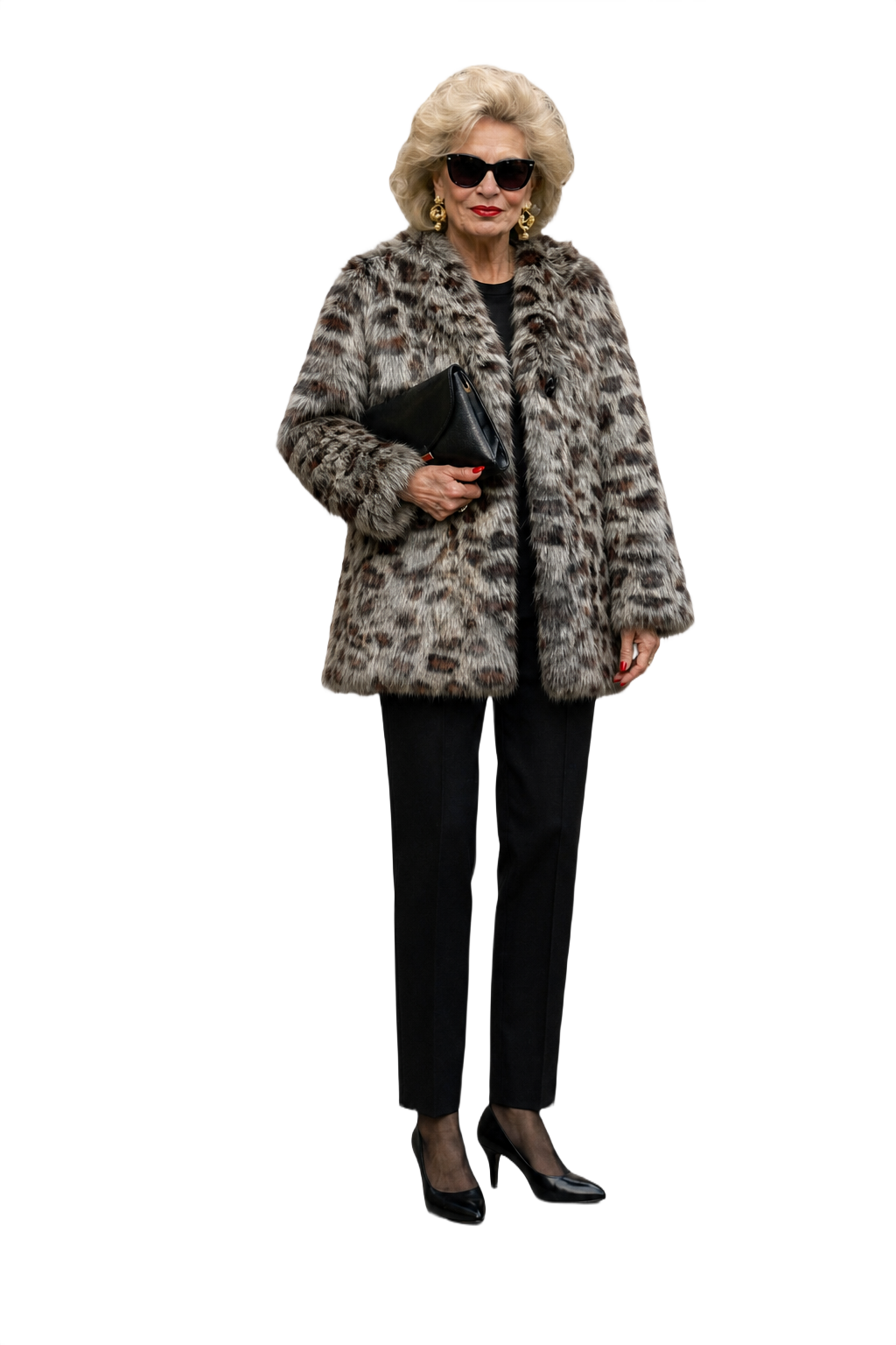 1980s Gray Fur Coat - Model