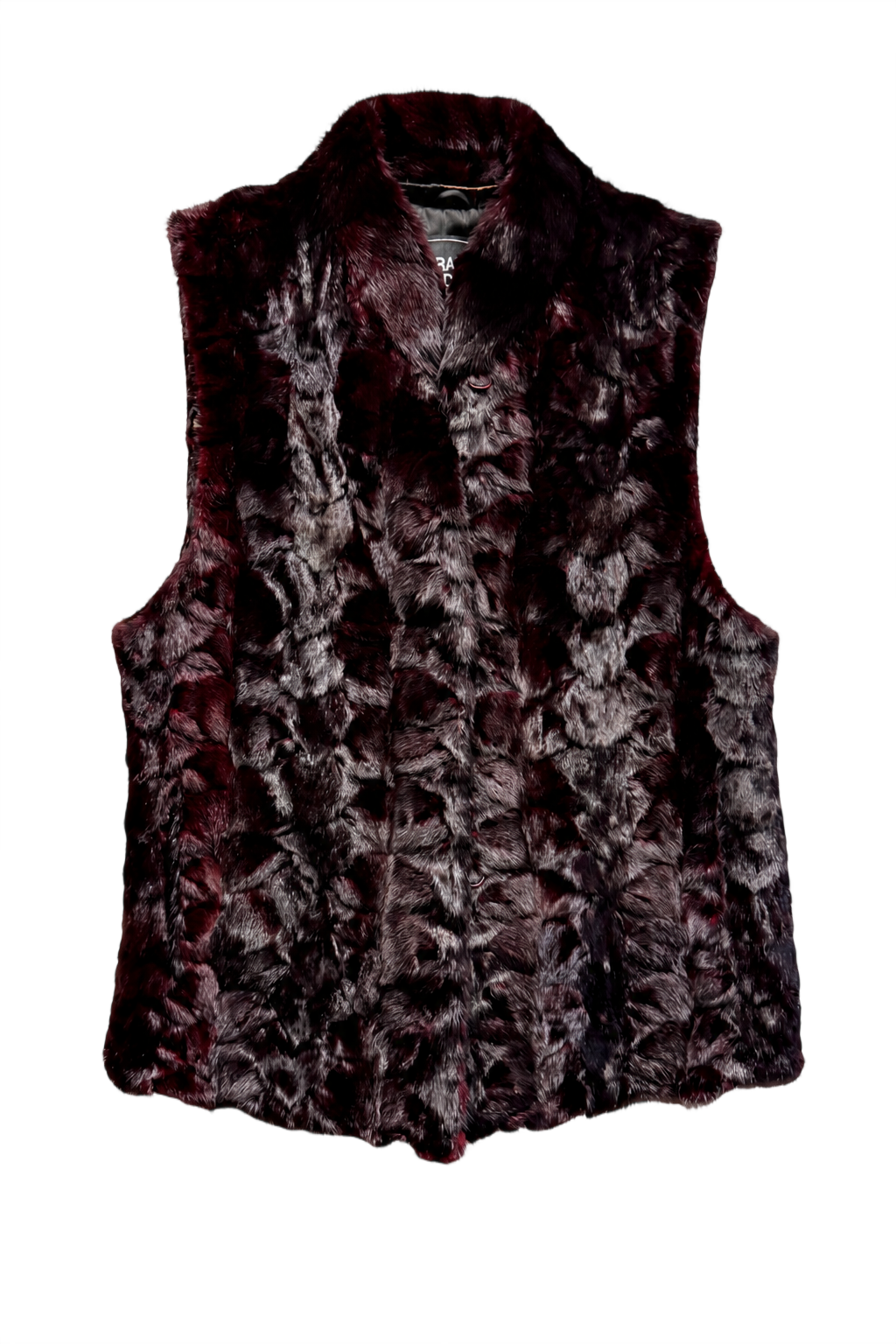 1980s Burgundy Fur Vest - Front View