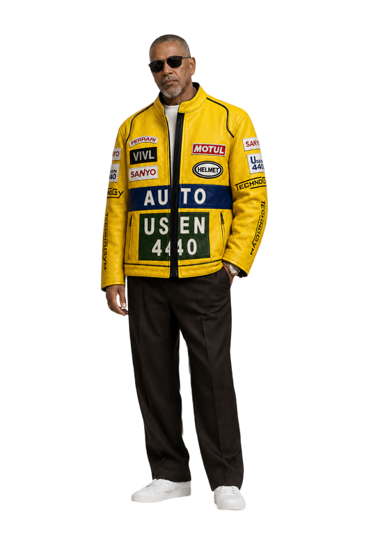 1990s Bright Yellow Leather Jacket - Model